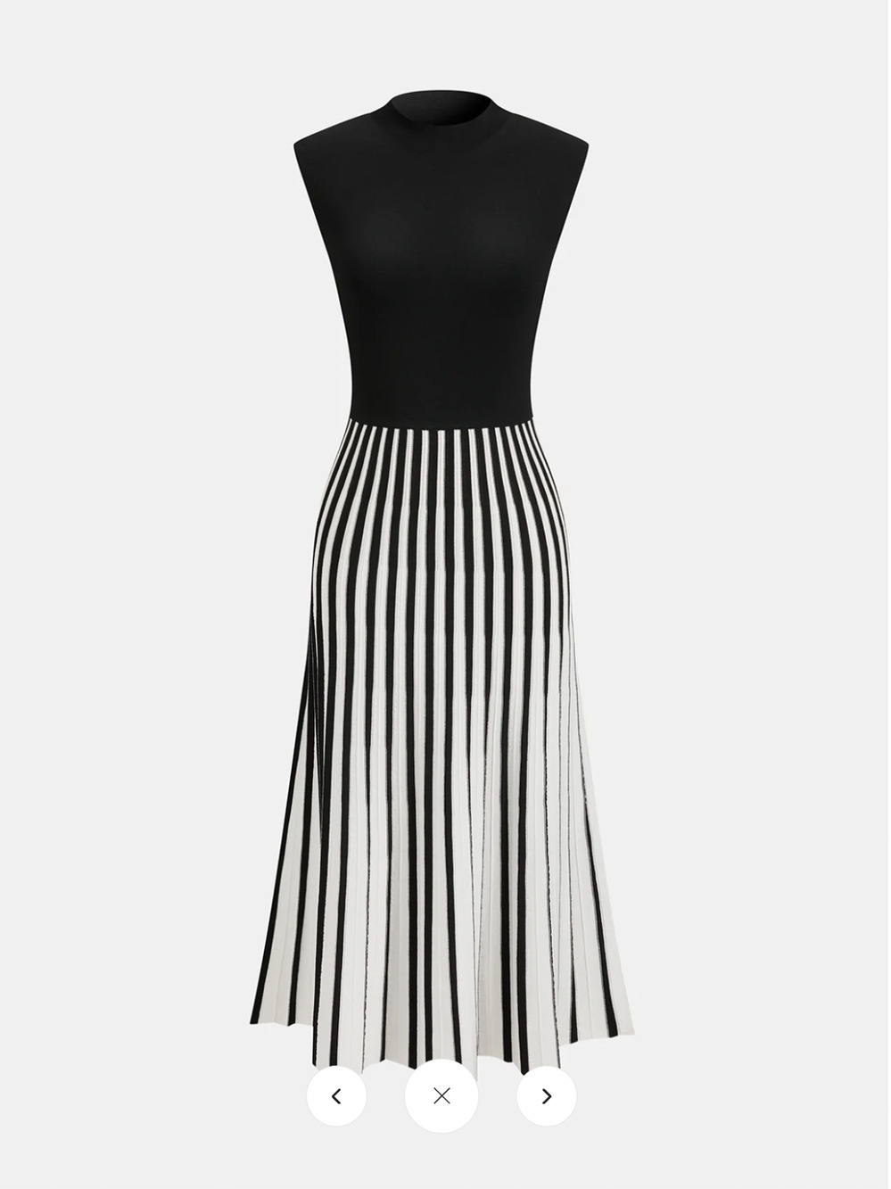 Commense Black & White Striped Midi Dress